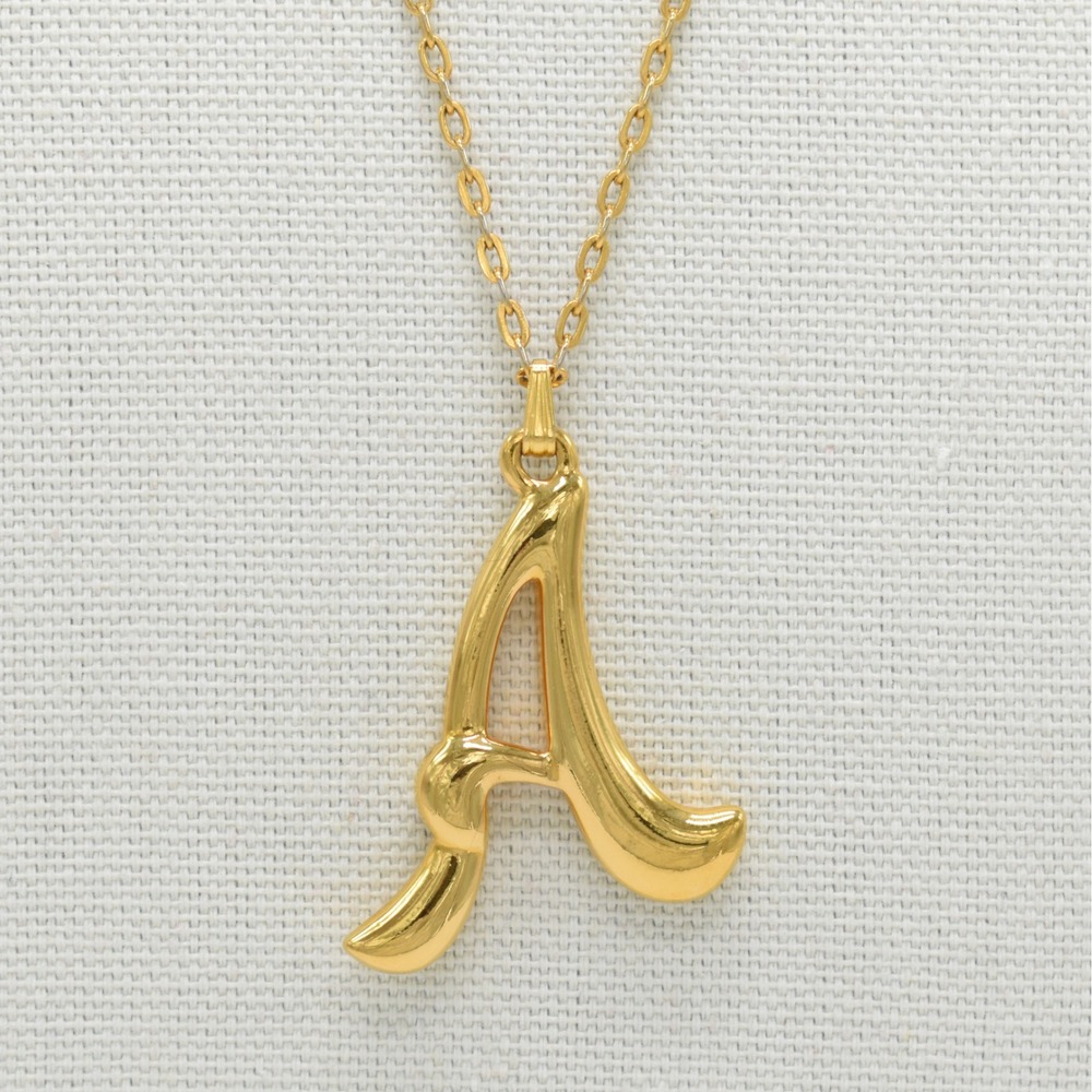 Avon Necklace Initial A Pendant Gold Script Letter Vintage Minimalist Romantic